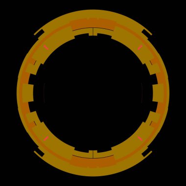 Fütürist dairesel gövde arayüzü elementi. Soyut çember geometrik arkaplan. Dijital teknolojinin grafiksel çizimi.