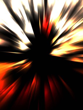 Siyah arkaplanda izole edilmiş dinamik ışık ışınları. Parlayan renkli ışık parçacıklarının grafiksel 2d çizimi.