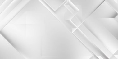 Beyaz 3d geometrik arka plan. Karanlık elementleri olan birinci sınıf soyut duvar kâğıdı. Poster, broşür, sunum ve web sitesi için özel tasarım. Moda lüks minimalist tasarım. Geometrik şablon. 