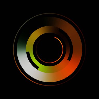 Gelecekçi hud arayüzü elementi. Soyut geometrik arkaplan. Dijital teknolojinin grafiksel çizimi siyah arkaplanda izole edildi..