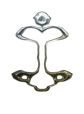 Üç boyutlu metalik illüstrasyon. Beyaz arka planda izole edilmiş fantezi çerçevesi. Davetiyeler, posterler, menü, hatıra defteri ve sunum için mükemmel. Metnin için şablon.