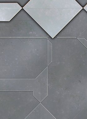Katmanlı paneller. Fütürist soyut duvar kağıdı. Geometrik teknolojik yansıtıcı arka plan 3D metalik doku. Uzay gemisi desen yüzeyi.