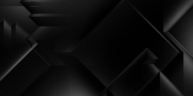 Siyah üç boyutlu geometrik arkaplan. Moda lüks minimalist tasarım. Geometrik şablon. Karanlık elementleri olan birinci sınıf soyut duvar kâğıdı. Poster, broşür, sunum, web sitesi için özel tasarım.