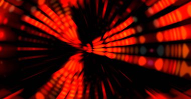 Siyah arkaplanda dönen ışık gösterisi. Lüks çizgiler. Parlak kıvrımlı duvar kağıdı. Uzay tüneli. Dönen ışık çemberi ya da maytap izi. Parlak konsept çizimi.