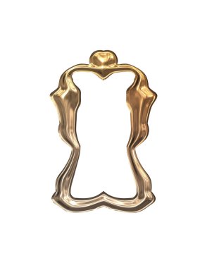 Üç boyutlu metalik illüstrasyon. Beyaz arka planda izole edilmiş fantezi çerçevesi. Davetiyeler, posterler, menü, hatıra defteri ve sunum için mükemmel. Metnin için şablon.