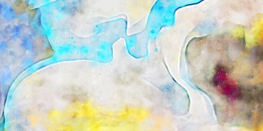 Kova desenli illüstrasyon. Çağdaş ve modern doku. Soyut renk boyama arka planı. Yaratıcı ve sanatsal duvar kağıdı. Fırçalanmış şekilleri ve lekeleri olan sanatsal duvar..