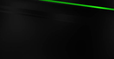 Metin için kopyalama alanı olan soyut siyah paneller. Üç boyutlu illüstrasyon. Renkli ışık özellikli koyu renk tasarım şablonu. Zarif geometrik parlak çizgili arka plan. Minimalist geometrik kapak grafiği.