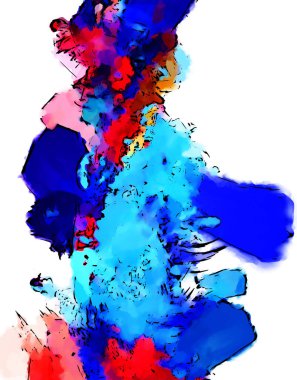 Mürekkep ve fosforlu kalemler yaratıcı çizimler. Beyaz arka planda boyama. El çizimi soyut renk dokuları. Poster, kart, davetiye, pankart, broşür, broşür için tasarım. Boyalı fırça darbeleri