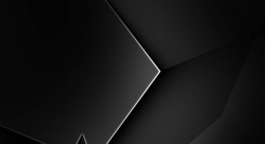 Lüks minimalist tasarım. Fütürist şablon. Karanlık elementleri olan birinci sınıf soyut duvar kâğıdı. Zarif bir zemin. Siyah üç boyutlu geometrik arkaplan. Poster, broşür, sunum için tasarım.