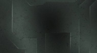 Çukur SciFi panelleri duvar. Üç boyutlu illüstrasyon. Gelecekçi kavramsal tasarım arka planı. Uzay gemisi desenli duvar kağıdı. Fırçalanmış teknoloji desen yüzeyi. 