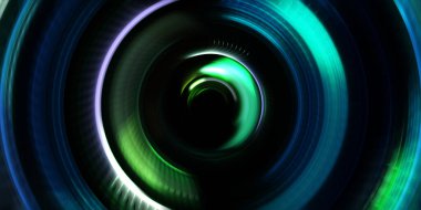 Fotoğraf makinesi konsepti. Soyut arkaplan. Dönen ışık ışınları. Hareketli kavramsal duvar kağıdı. Grafik dijital illüstrasyon. Parlayan neon ışıkları. Parlak sunum tasarım şablonu.