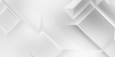 Beyaz 3d geometrik arka plan. Karanlık elementleri olan birinci sınıf soyut duvar kâğıdı. Poster, broşür, sunum ve web sitesi için özel tasarım. Moda lüks minimalist tasarım. Geometrik şablon. 