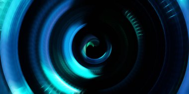 Fotoğraf makinesi konsepti. Soyut arkaplan. Dönen ışık ışınları. Hareketli kavramsal duvar kağıdı. Grafik dijital illüstrasyon. Parlayan neon ışıkları. Parlak sunum tasarım şablonu.