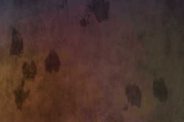 Gotik bir duvarda sıkıntılı ve kirli desenler var. Lekeli renkli hasarlı şablon. Tasarımınız için doku ve elementler. Pis duvar kâğıdı. Grunge arkaplanı.