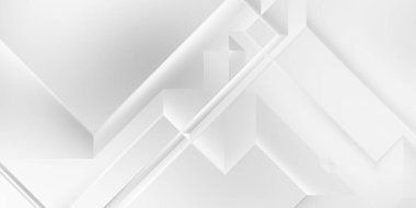 Beyaz 3d geometrik arka plan. Karanlık elementleri olan birinci sınıf soyut duvar kâğıdı. Poster, broşür, sunum ve web sitesi için özel tasarım. Moda lüks minimalist tasarım. Geometrik şablon. 