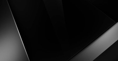 Lüks minimalist tasarım. Fütürist şablon. Karanlık elementleri olan birinci sınıf soyut duvar kâğıdı. Zarif bir zemin. Siyah üç boyutlu geometrik arkaplan. Poster, broşür, sunum için tasarım.