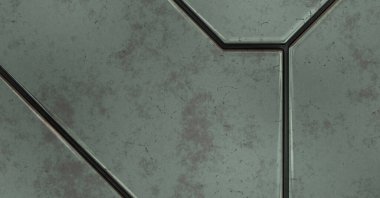 Gelecekçi kavramsal tasarım arka planı. Uzay gemisi desenli duvar kağıdı. Fırçalanmış teknoloji şablonu yüzeyi. Üç boyutlu illüstrasyon. SciFi panelleri duvar.