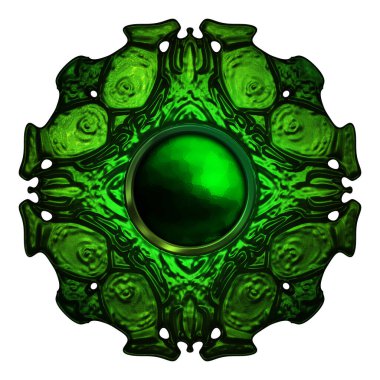 Beyaz arka planda izole bir mücevher. Mücevherli bir fantezi mücevherin 3 boyutlu görüntüsü. Masal elementi. Lüks grafik duvar kağıdı.