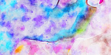 Kova desenli illüstrasyon. Çağdaş ve modern doku. Soyut renk boyama arka planı. Yaratıcı ve sanatsal duvar kağıdı. Fırçalanmış şekilleri ve lekeleri olan sanatsal duvar..