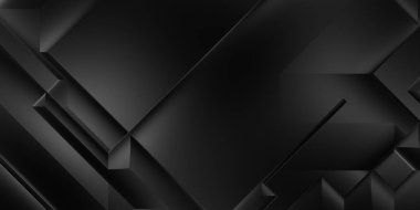 Siyah üç boyutlu geometrik arkaplan. Moda lüks minimalist tasarım. Geometrik şablon. Karanlık elementleri olan birinci sınıf soyut duvar kâğıdı. Poster, broşür, sunum, web sitesi için özel tasarım.