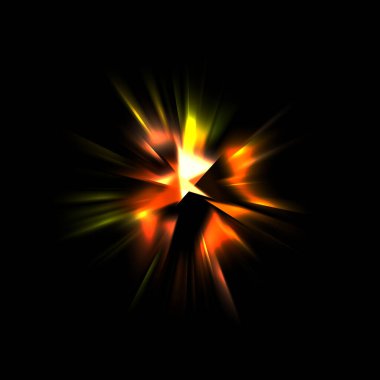 Işık huzmeleri ve parlayan parçacıkların kesiştiği güzel bir zemin. Canlı renkli ışıkların duvar kâğıdı. Parlak ışık görüntüsü.