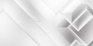 Beyaz 3d geometrik arka plan. Karanlık elementleri olan birinci sınıf soyut duvar kâğıdı. Poster, broşür, sunum ve web sitesi için özel tasarım. Moda lüks minimalist tasarım. Geometrik şablon. 