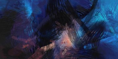 Soyut arkaplanda pürüzlü fırça darbeleri. Fırça boyası. Renkli boya darbeleri. Eşsiz duvar sanatı. Tuvaldeki modern sanat. Renkli çağdaş sanat eserleri.