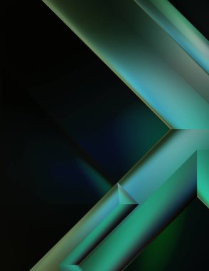 Geometrik dinamik şekiller. Gölgeli teknoloji dijital şablonu ve gradyan arka planda ışıklar. Modern basit geometrik renk gradyanı soyut arkaplan. 3B illüstrasyon. 