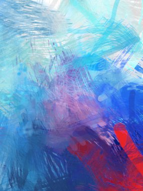 Soyut arkaplanda pürüzlü fırça darbeleri. Fırça boyası. Renkli boya darbeleri. Eşsiz duvar sanatı. Tuvaldeki modern sanat. Renkli çağdaş sanat eserleri.