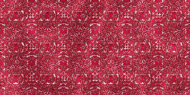 Renkli kumaş arka planında moda tarzında gümüş örgü süsü olan lüks, kusursuz bir şablon. Duvar kağıtları ve tekstil baskısı için tasarım. Lüks, ışıl ışıl metalimsi fantezi dokusu.