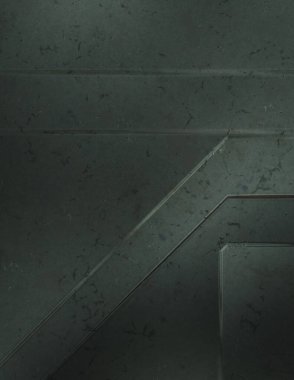 Çukur SciFi panelleri duvar. Üç boyutlu illüstrasyon. Gelecekçi kavramsal tasarım arka planı. Uzay gemisi desenli duvar kağıdı. Fırçalanmış teknoloji desen yüzeyi. 