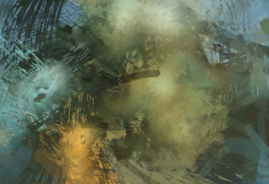 Soyut arkaplanda pürüzlü fırça darbeleri. Fırça boyası. Renkli boya darbeleri. Eşsiz duvar sanatı. Tuvaldeki modern sanat. Renkli çağdaş sanat eserleri.