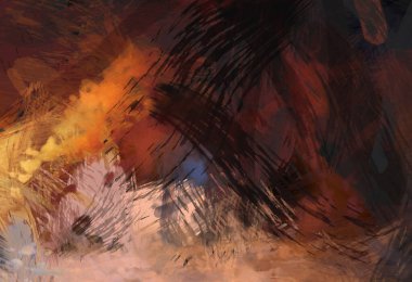 Soyut arkaplanda pürüzlü fırça darbeleri. Fırça boyası. Renkli boya darbeleri. Eşsiz duvar sanatı. Tuvaldeki modern sanat. Renkli çağdaş sanat eserleri.