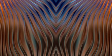 Renkli dalgalı yansıtıcı duvar kağıdının üç boyutlu çizimi. Duvar kağıdı, afiş, arkaplan, kart, kitap kapağı veya web sitesi için grafiksel illüstrasyon. Soyut parlak arkaplan.