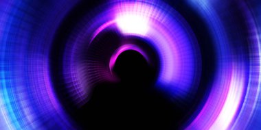 Parlayan neon ışıkları. Parlak sunum tasarım şablonu. Fotoğraf makinesi konsepti. Soyut arkaplan. Dönen ışık ışınları. Hareketli kavramsal duvar kağıdı. Grafik dijital illüstrasyon. 