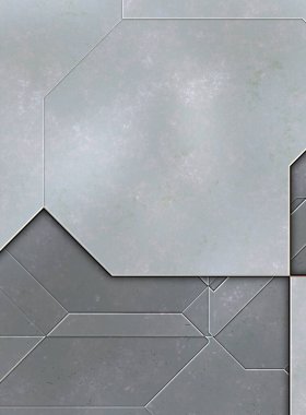 Katmanlı paneller. Fütürist soyut duvar kağıdı. Geometrik teknolojik yansıtıcı arka plan 3D metalik doku. Uzay gemisi desen yüzeyi.