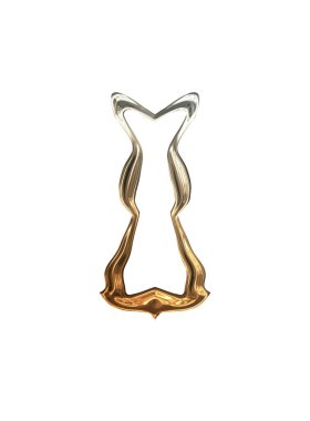 Üç boyutlu metalik illüstrasyon. Beyaz arka planda izole edilmiş fantezi çerçevesi. Davetiyeler, posterler, menü, hatıra defteri ve sunum için mükemmel. Metnin için şablon.