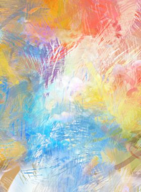 Soyut arkaplanda pürüzlü fırça darbeleri. Fırça boyası. Renkli boya darbeleri. Eşsiz duvar sanatı. Tuvaldeki modern sanat. Renkli çağdaş sanat eserleri.