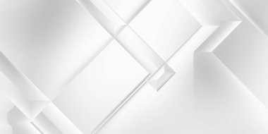 Beyaz 3d geometrik arka plan. Karanlık elementleri olan birinci sınıf soyut duvar kâğıdı. Poster, broşür, sunum ve web sitesi için özel tasarım. Moda lüks minimalist tasarım. Geometrik şablon. 
