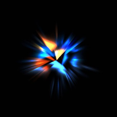 Işık huzmeleri ve parlayan parçacıkların kesiştiği güzel bir zemin. Canlı renkli ışıkların duvar kâğıdı. Parlak ışık görüntüsü.