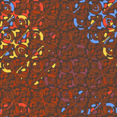 Yaratıcı karalama sanatı farklı şekil ve dokulara sahip kusursuz desen. Kolaj. Sanatsal arka plan. Soyut duvar kağıdı. Dekoratif hippi fayansları.