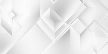 Beyaz 3d geometrik arka plan. Karanlık elementleri olan birinci sınıf soyut duvar kâğıdı. Poster, broşür, sunum ve web sitesi için özel tasarım. Moda lüks minimalist tasarım. Geometrik şablon. 