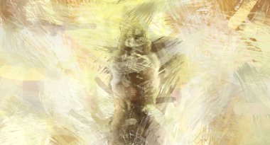 Soyut arkaplanda pürüzlü fırça darbeleri. Fırça boyası. Renkli boya darbeleri. Eşsiz duvar sanatı. Tuvaldeki modern sanat. Renkli çağdaş sanat eserleri.