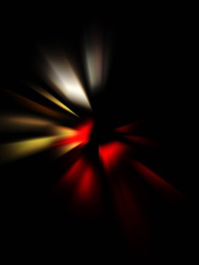 Parlayan ışıkları hareket ettirmenin havalı arka planı. Tasarımınız için canlı renkli bir portal şablonu. Işık ışınları ve hareket halindeki ışıldayan parçacıklar bir solucan deliği şekli oluşturuyor..