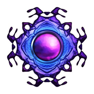 Beyaz arka planda izole bir mücevher. Mücevherli bir fantezi mücevherin 3 boyutlu görüntüsü. Masal elementi. Lüks grafik duvar kağıdı.