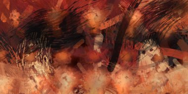 Soyut arkaplanda pürüzlü fırça darbeleri. Fırça boyası. Renkli boya darbeleri. Eşsiz duvar sanatı. Tuvaldeki modern sanat. Renkli çağdaş sanat eserleri.