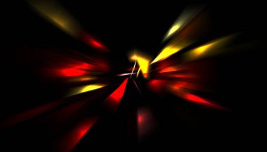 Parlayan ışıkları hareket ettirmenin havalı arka planı. Tasarımınız için canlı renkli bir portal şablonu. Işık ışınları ve hareket halindeki ışıldayan parçacıklar bir solucan deliği şekli oluşturuyor..