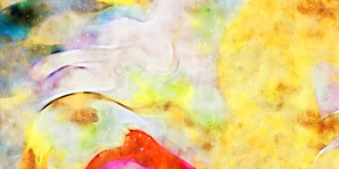 Kova desenli illüstrasyon. Çağdaş ve modern doku. Soyut renk boyama arka planı. Yaratıcı ve sanatsal duvar kağıdı. Fırçalanmış şekilleri ve lekeleri olan sanatsal duvar..