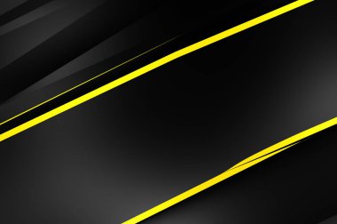 Metin için kopyalama alanı olan soyut siyah paneller. Üç boyutlu illüstrasyon. Renkli ışık özellikli koyu renk tasarım şablonu. Zarif geometrik parlak çizgili arka plan. Minimalist geometrik kapak grafiği.