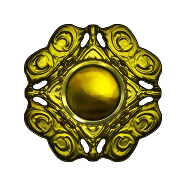 Beyaz arka planda izole bir mücevher. Mücevherli bir fantezi mücevherin 3 boyutlu görüntüsü. Masal elementi. Lüks grafik duvar kağıdı.